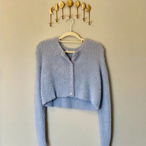 Cropped blue Fluffy Sweater